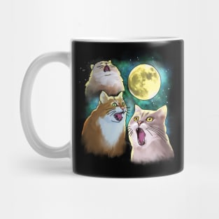 Three Cat Moon 3 Wolf Moon Funny Parody Mug